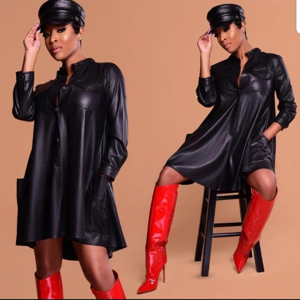 FAUX LEATHER DRESS